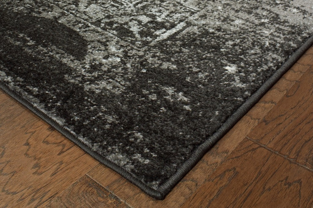 8' x 10' Black and Gray Distressed Area Rug