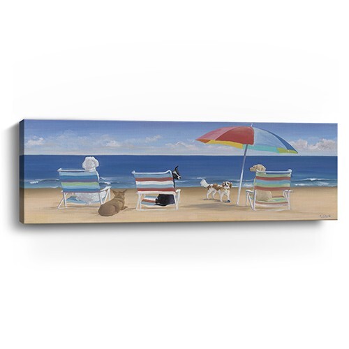 60" x 20" Dogs Perfect Beach Day Canvas Wall Art
