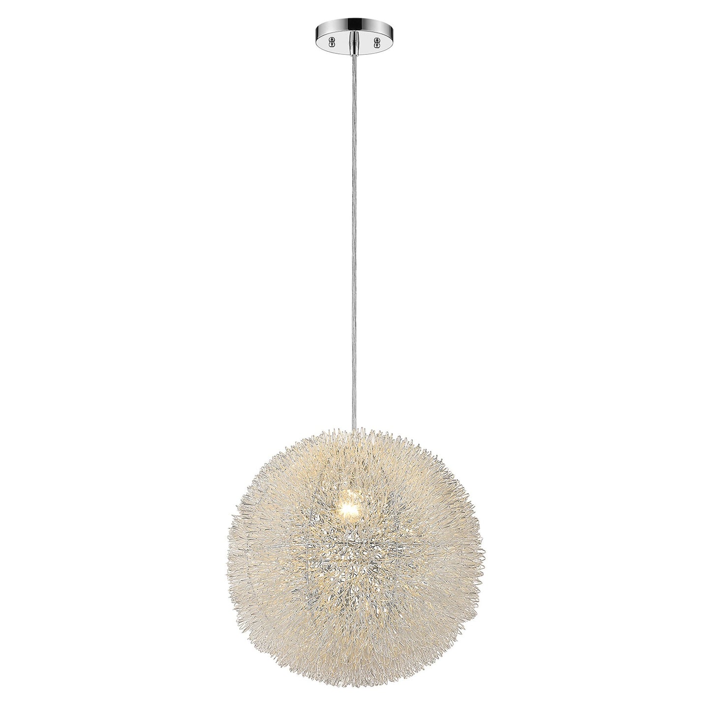 Luminary 1-Light Metallic Silver Pendant With Hand Woven Aluminum Wire Shade (12")