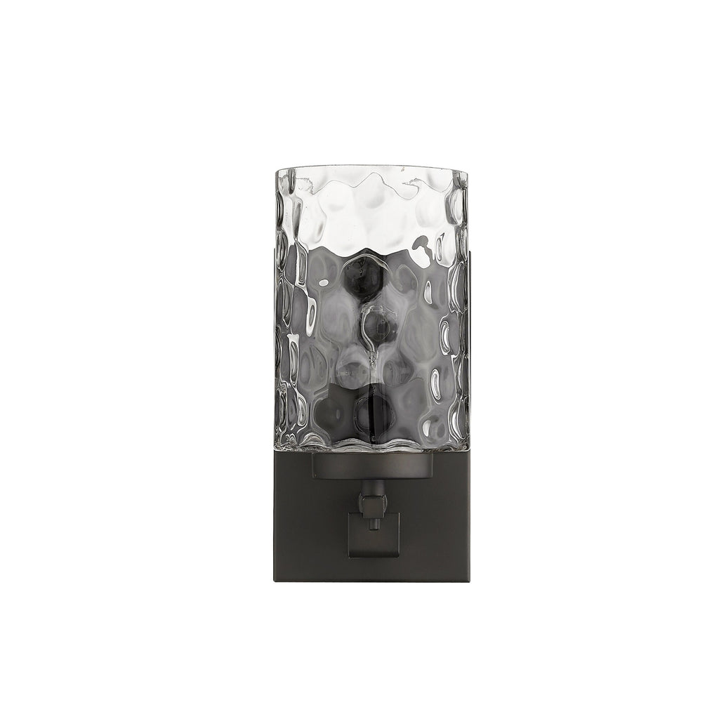 Bronze Metal and Pebbled Glass Wall Sconce