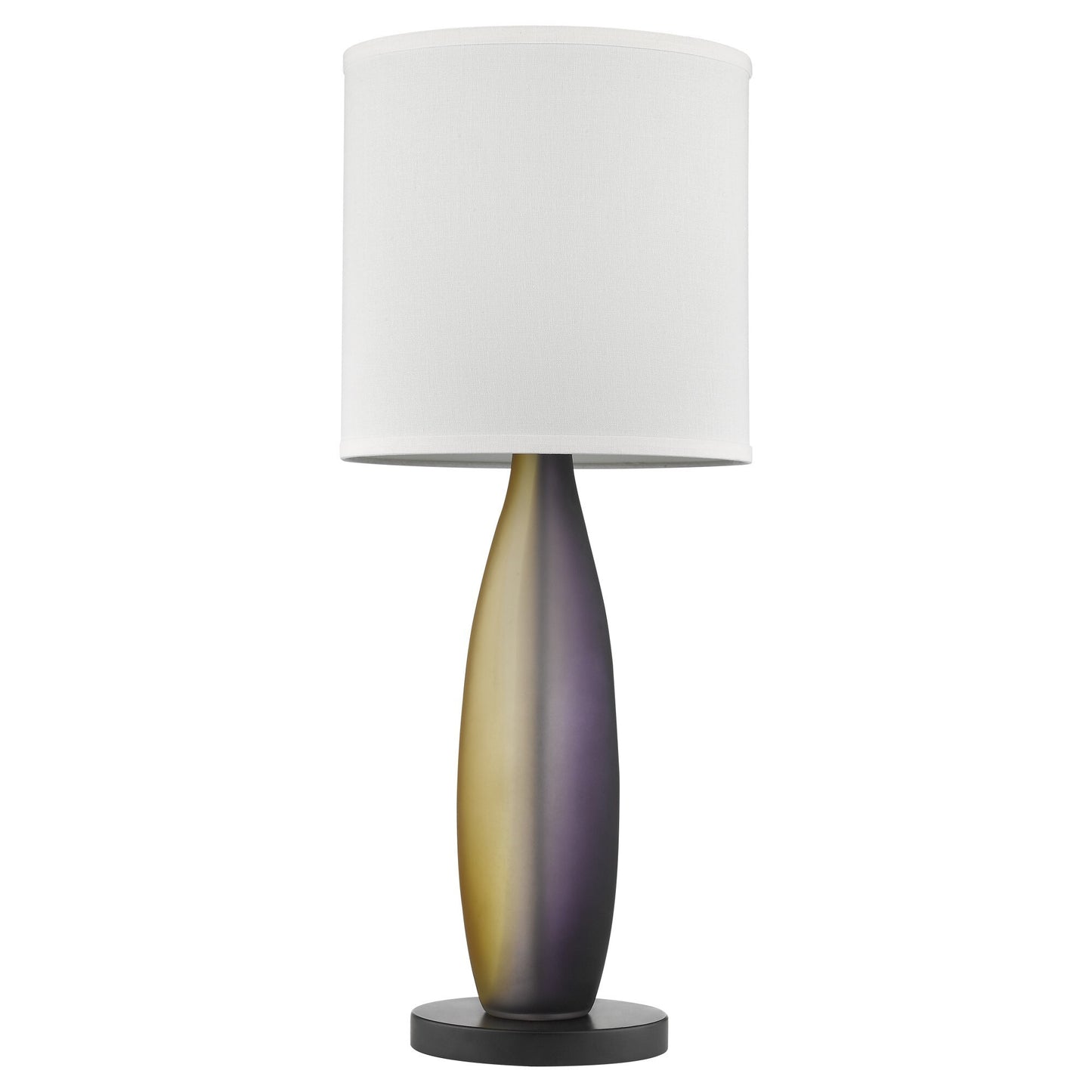 Elixer 1-Light Plum/Gold Frosted Glass And Ebony Lacquer Table Lamp With Lattice Cream Linen Shade