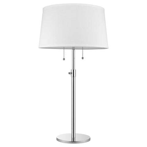 Urban Basic 2-Light Polished Chrome Adjustable Table Lamp With Off White Linen Shantung Shade