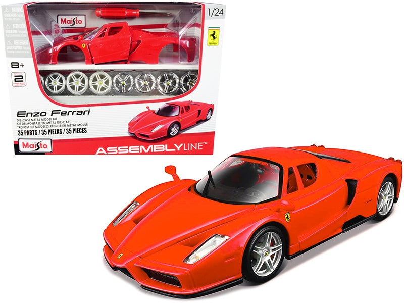 Model Kit Ferrari Enzo Red (Skill 2) "Assembly Line" Series 1/24 Diecast Model Car by Maisto