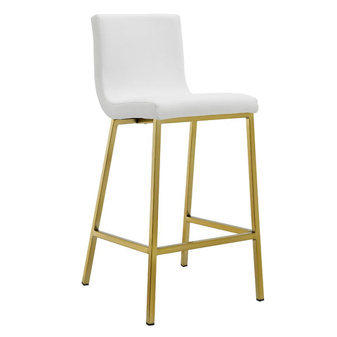 Set of Two Gray Faux leather and Gold Bar Stools
