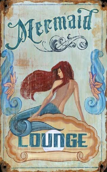 Vintage Mermaid Lounge Advertisement Wall Dcor