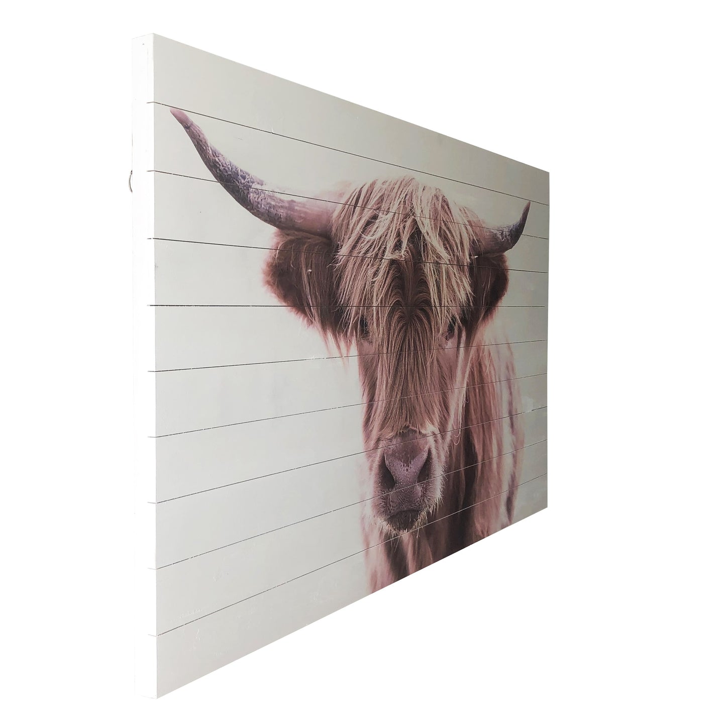 Adorable Brown Highland Cow Wood Plank Wall Art