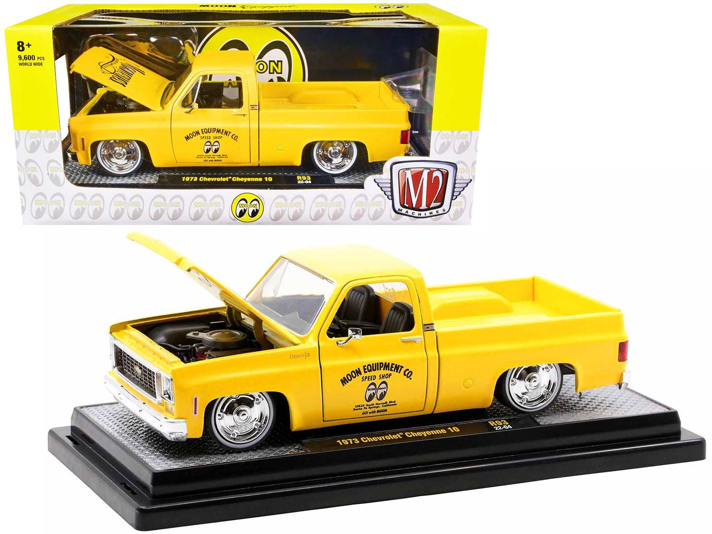 1973 Chevrolet Cheyenne 10 Pickup Truck Bright Yellow "Mooneyes" Limited Edition to 9600 pieces Worldwide 1/24 Diecast Model Car by M2 Machines