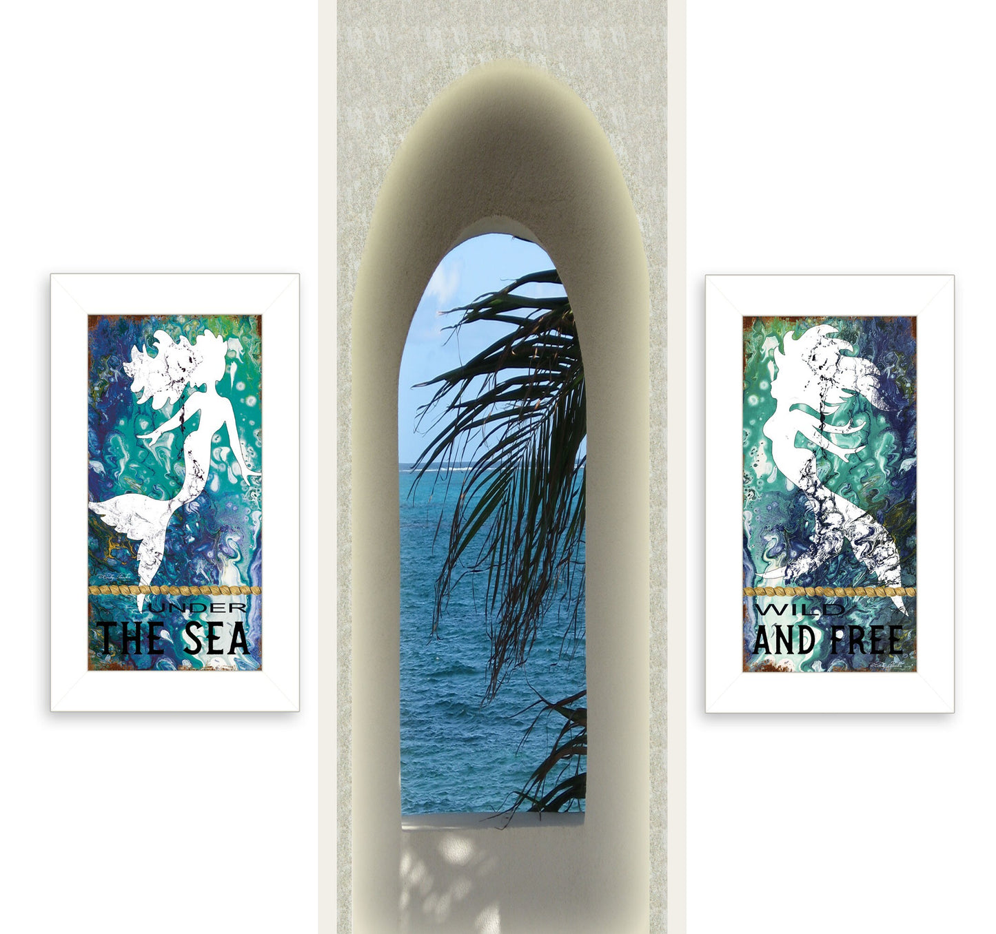 Set Of Two Under The Sea 1 White Framed Print Wall Art