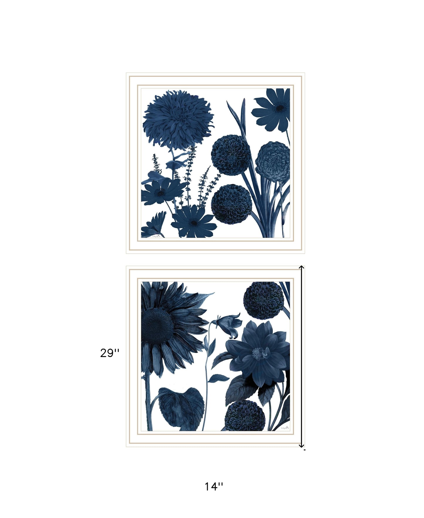 Set Of Two Sunflower Blues 2 White Framed Print Wall Art