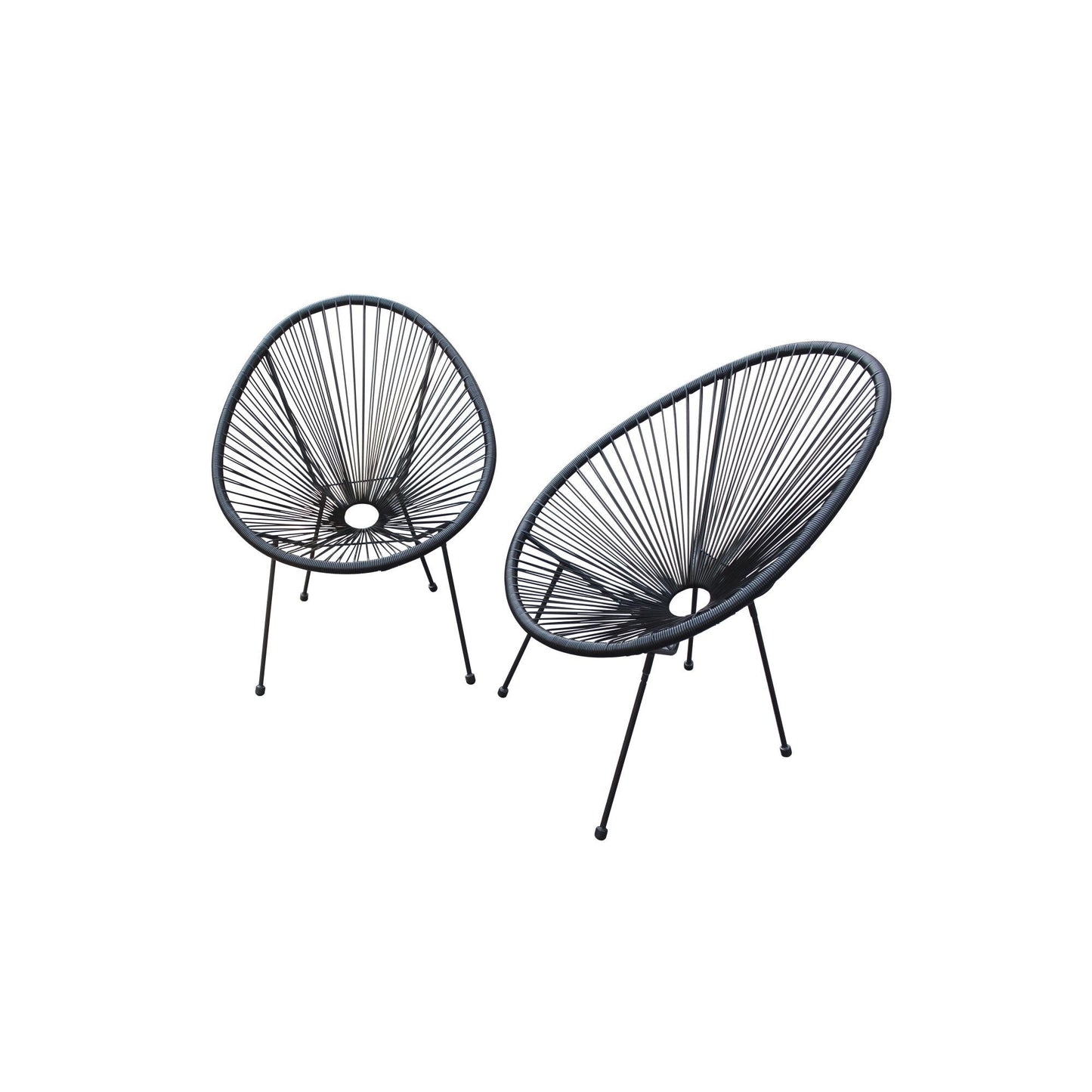 Set of Two Black Mod Indoor Outdoor String Chairs