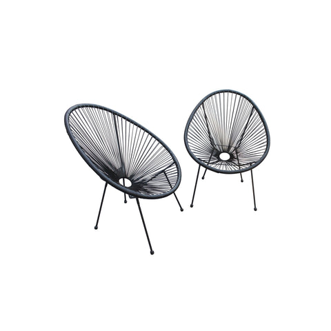 Set of Two Black Mod Indoor Outdoor String Chairs