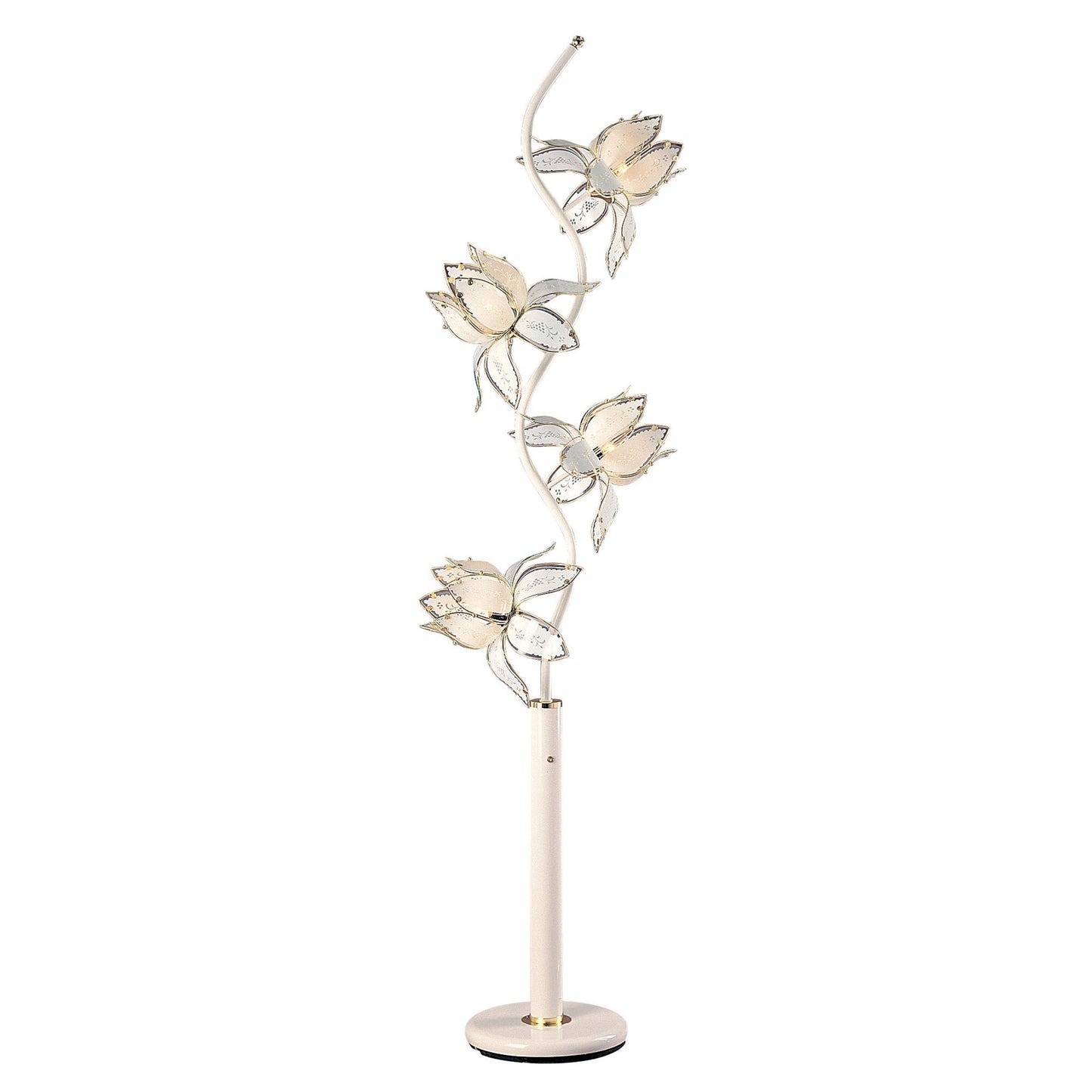 Contemporary White Glass Floral Table Lamp