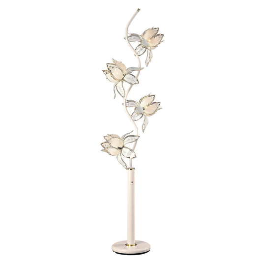 Contemporary White Glass Floral Table Lamp homeroots lighting