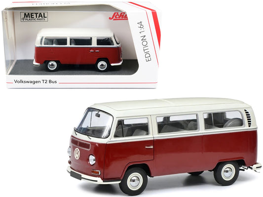 Volkswagen T2 Bus Red and White with Gray Stripes 1/64 Diecast Model Car by Schuco