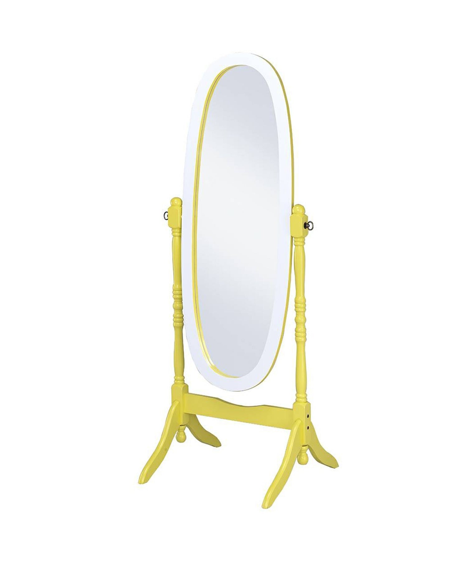 59" Painted Oval Cheval Standing Mirror Freestanding With Solid Wood Frame