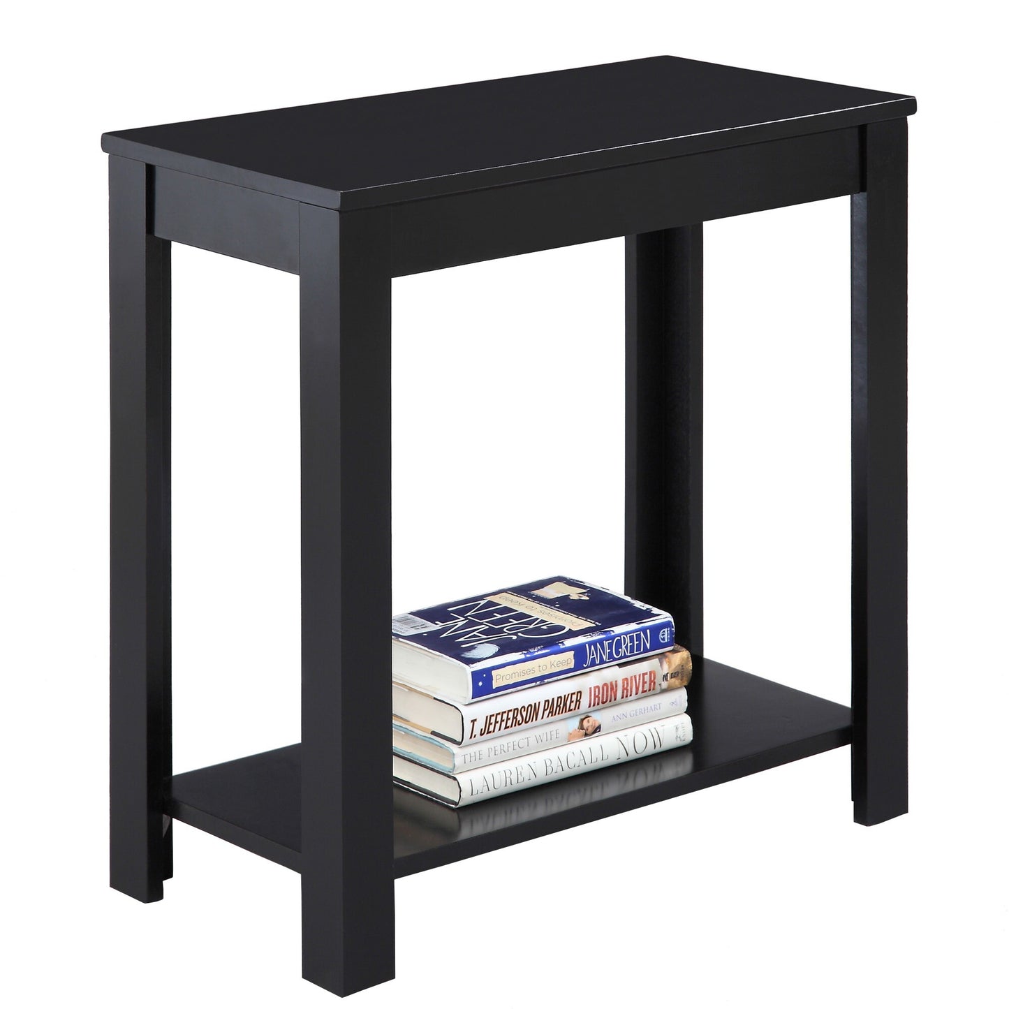 24" Black End Table With Shelf