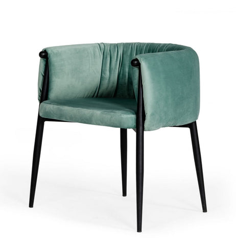 Mod Light Green and Black Velvet Dining or Side Chair