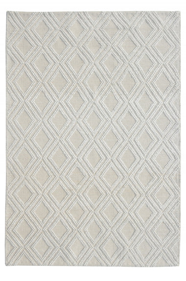 8' x 11' Ivory Diamond Lattice Modern Area Rug