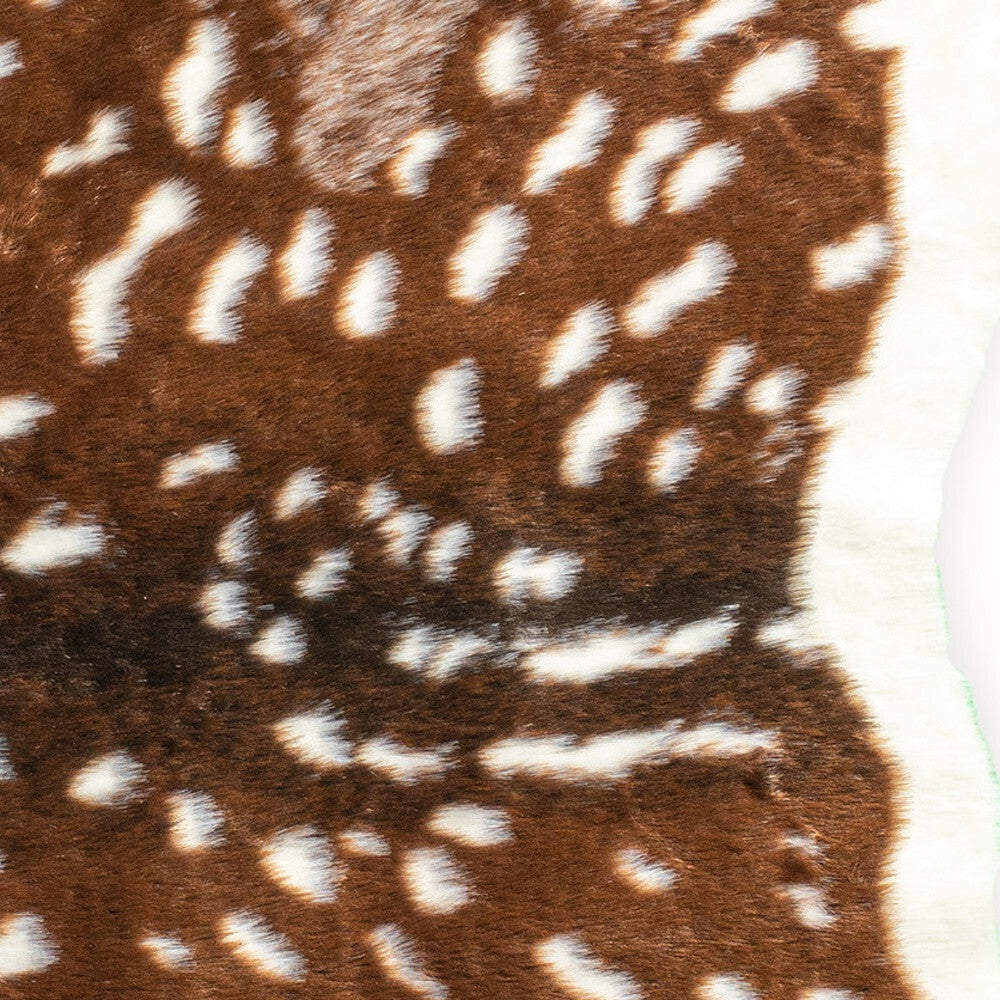 4' X 5' Off White And Brown Faux Cowhide Non Skid Area Rug