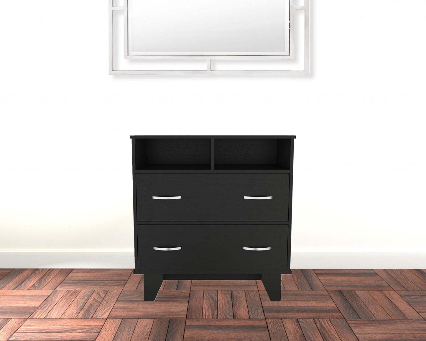 32" Black Manufactured Wood Two Drawer Standard Dresser