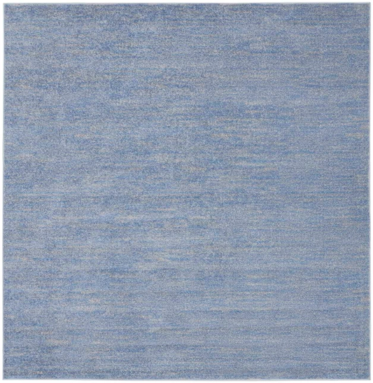 7' X 7' Blue And Grey Square Striped Non Skid Indoor Outdoor Area Rug