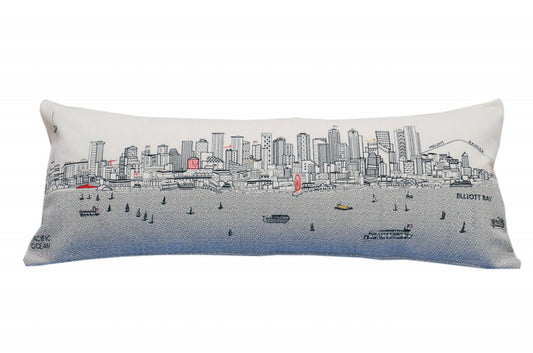 35" White Seattle Daylight Skyline Lumbar Decorative Pillow