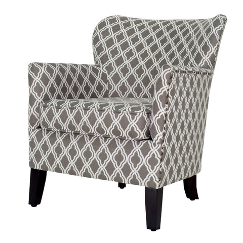 29" Brown And Cream Polyester Blend Trellis Design Armchair