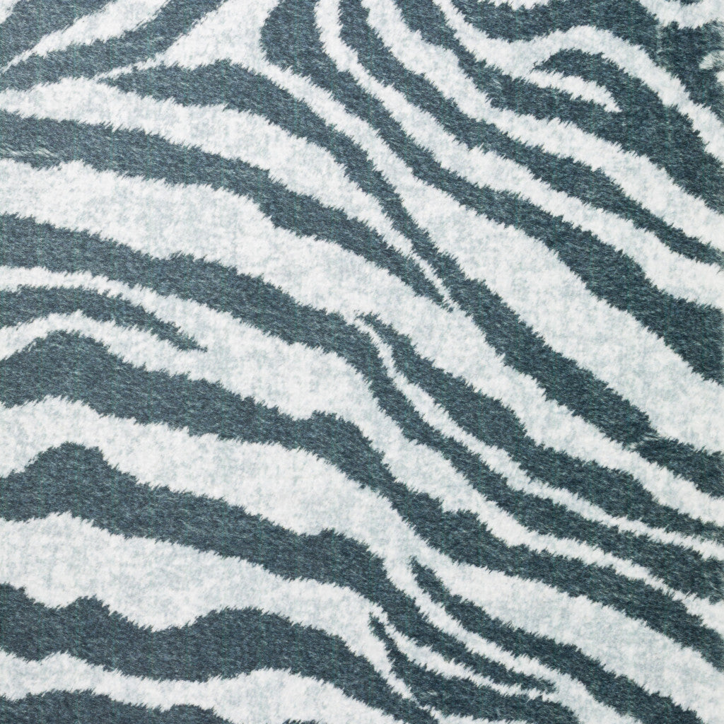 3' X 5' Grey Zebra Print Shag Handmade Non Skid Area Rug