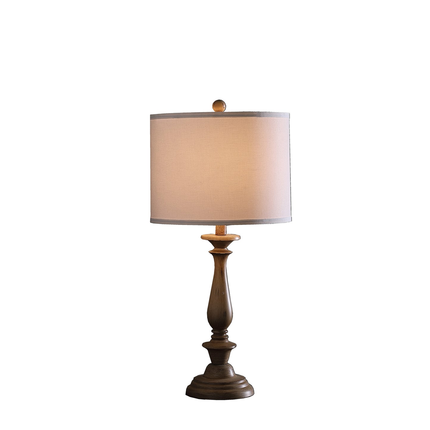 28" Rustic Taupe Cream Candlestick Table Lamp With White Shade