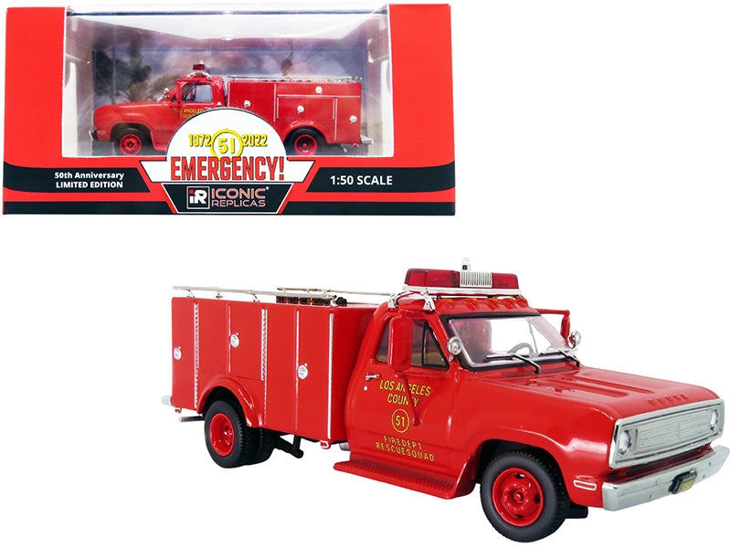 1974 Dodge 300 Rescue Squad 51 "Los Angeles County Fire Department" LA County FD (LACFD) "50th Anniversary Limited Edition" (1972-2022) 1/50 Diecast Model by Iconic Replicas