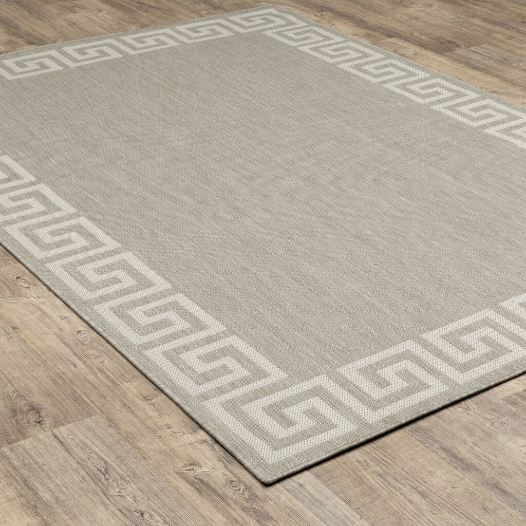 8' x 10' Gray and Ivory Stain Resistant Indoor Outdoor Area Rug