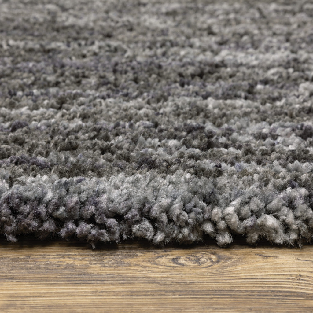2' X 8' Charcoal Shag Power Loom Stain Resistant Runner Rug