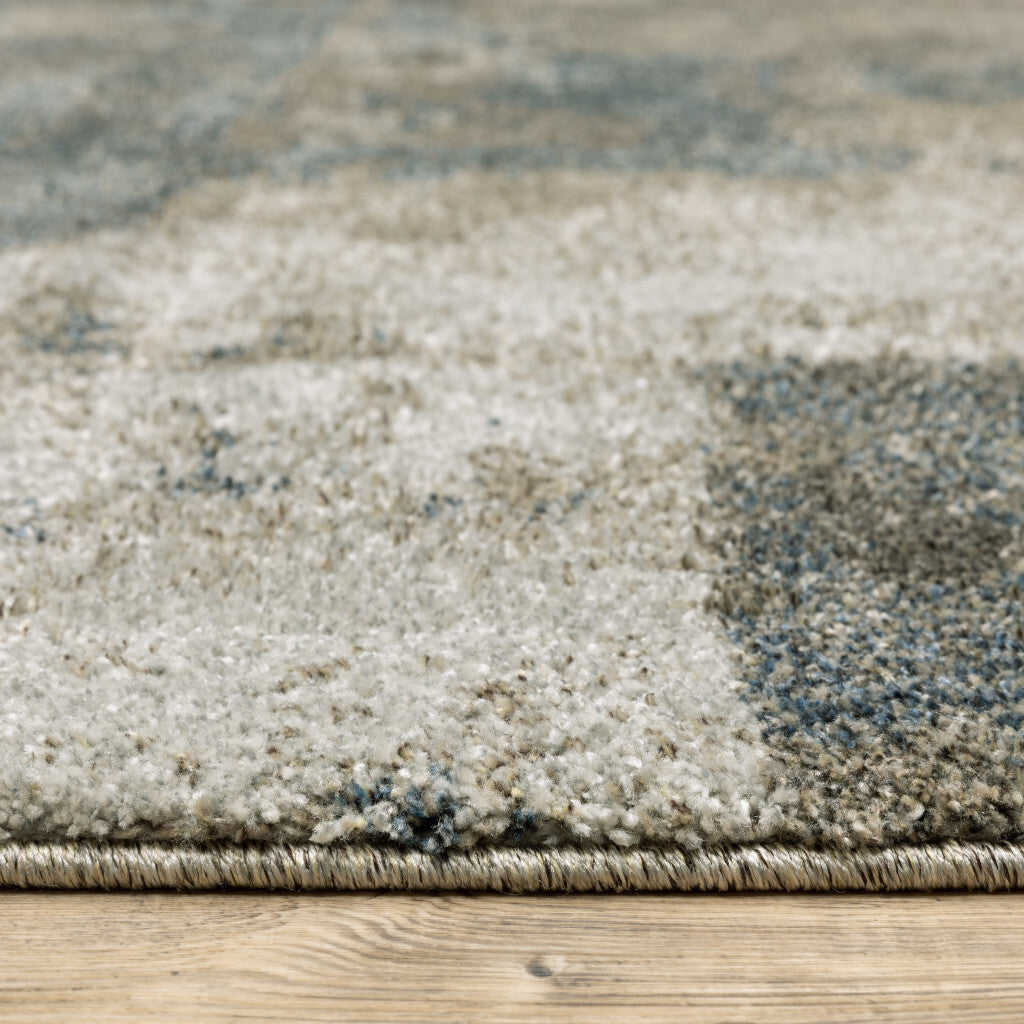 3' X 5' Teal Blue Geometric Power Loom Area Rug