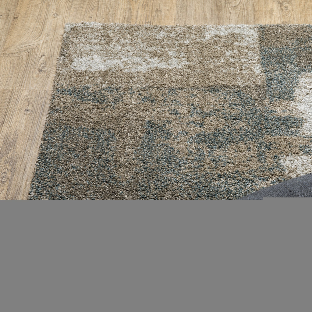 3' X 5' Teal Blue Geometric Power Loom Area Rug