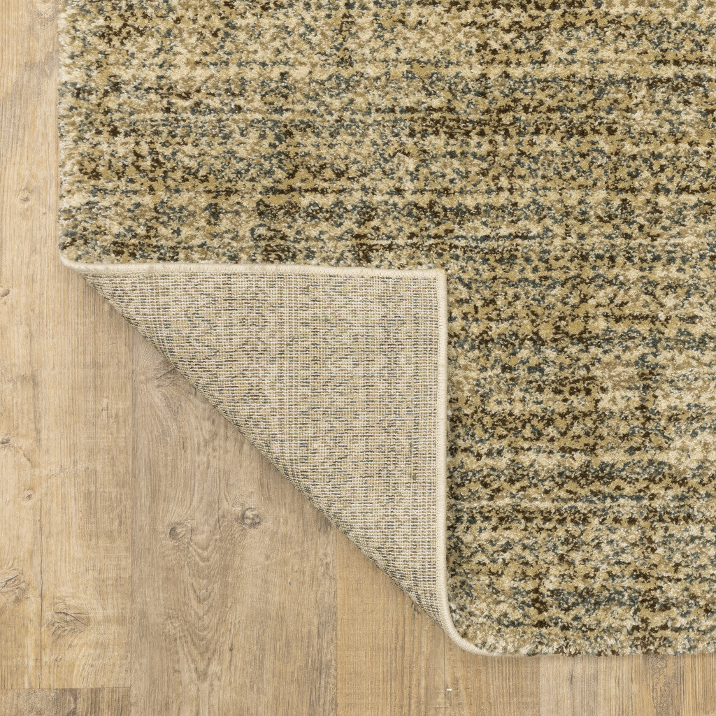 2' X 8' Beige Brown Tan And Blue Green Abstract Power Loom Stain Resistant Runner Rug