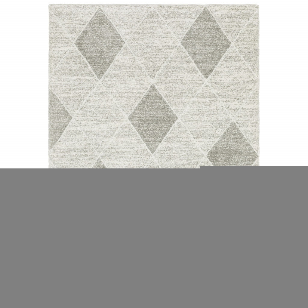 3' X 5' Grey And Ivory Geometric Power Loom Stain Resistant Area Rug