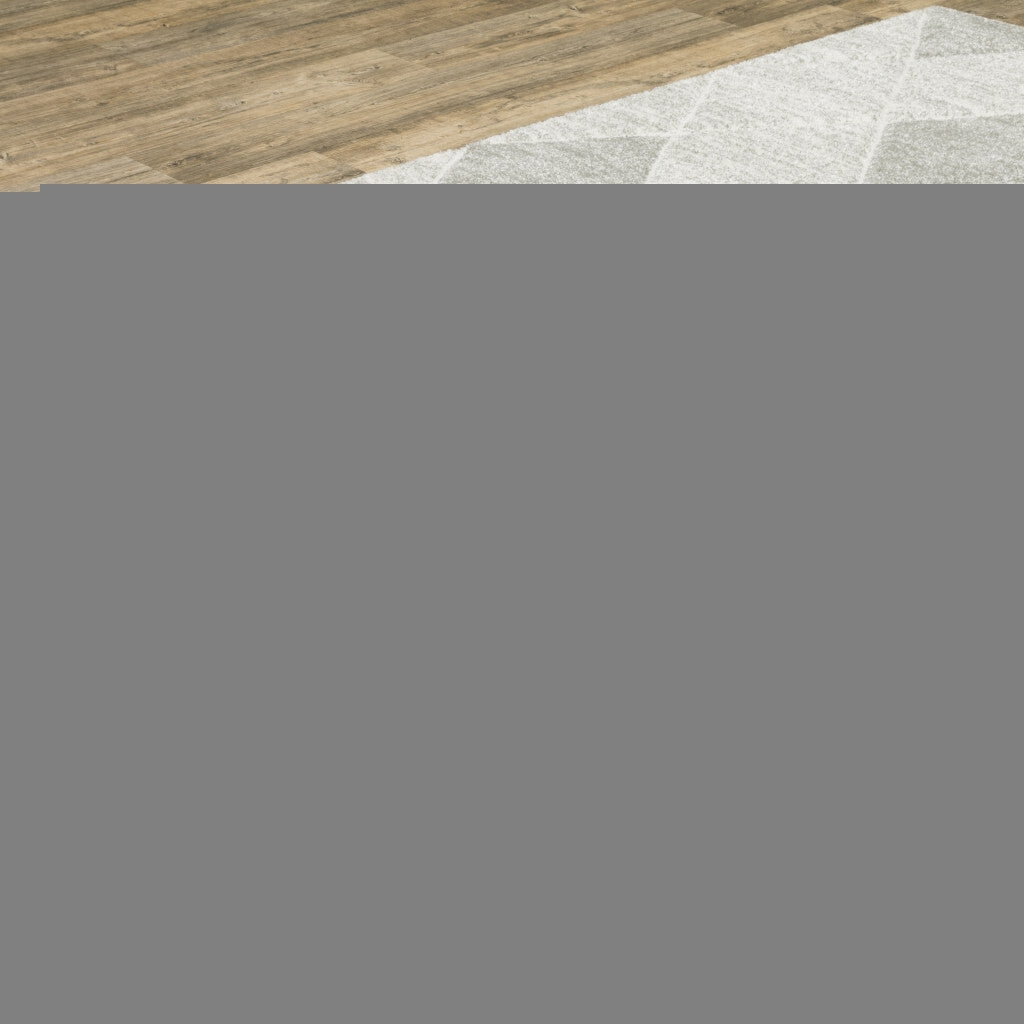 3' X 5' Grey And Ivory Geometric Power Loom Stain Resistant Area Rug