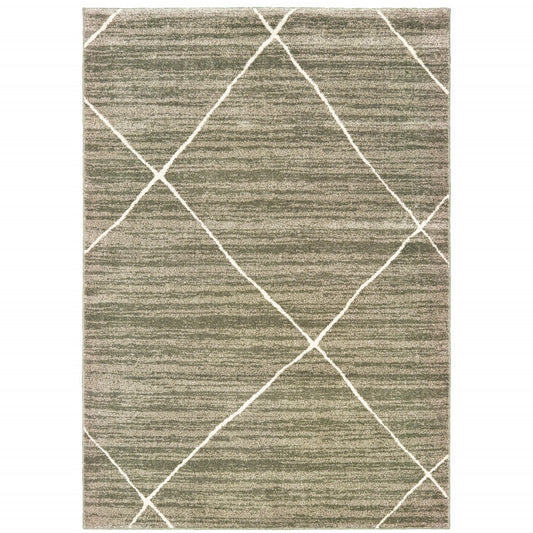 5' X 7' Grey And Ivory Geometric Power Loom Stain Resistant Area Rug