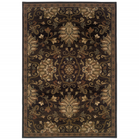 4' X 6' Brown Beige Blue And Red Oriental Power Loom Stain Resistant Area Rug