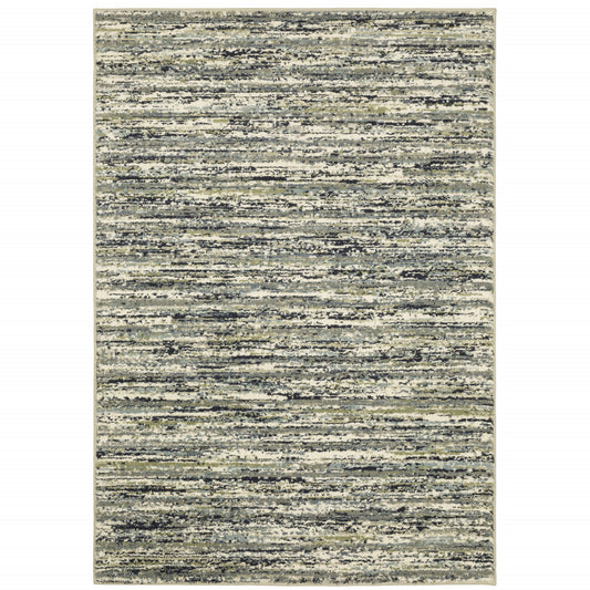 5' X 7' Blue Green Light Blue Grey And Ivory Abstract Power Loom Stain Resistant Area Rug