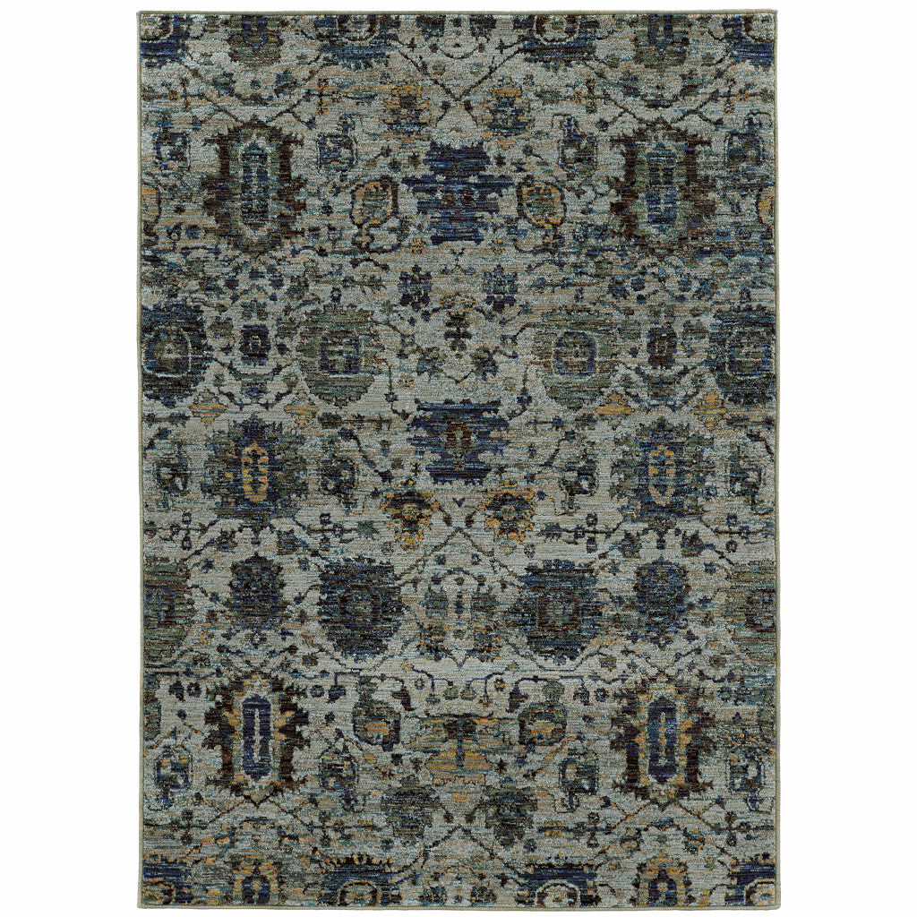 3' X 5' Blue Green Oriental Power Loom Area Rug