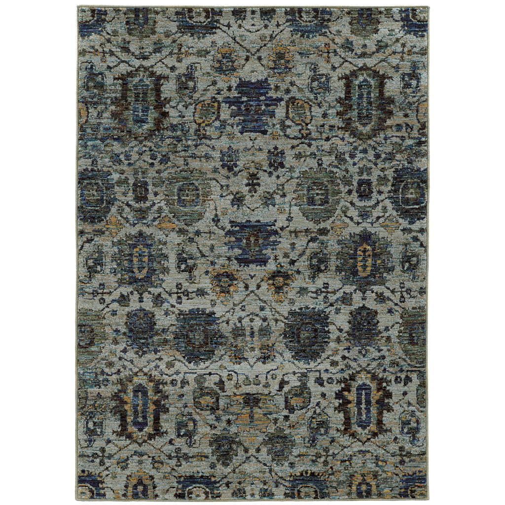 3' X 5' Blue Green Oriental Power Loom Area Rug