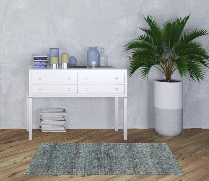 3' X 5' Blue and Gray Power Loom Area Rug