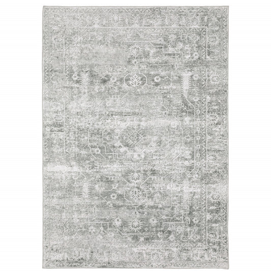4' X 6' Sage Green Oriental Non Skid Area Rug