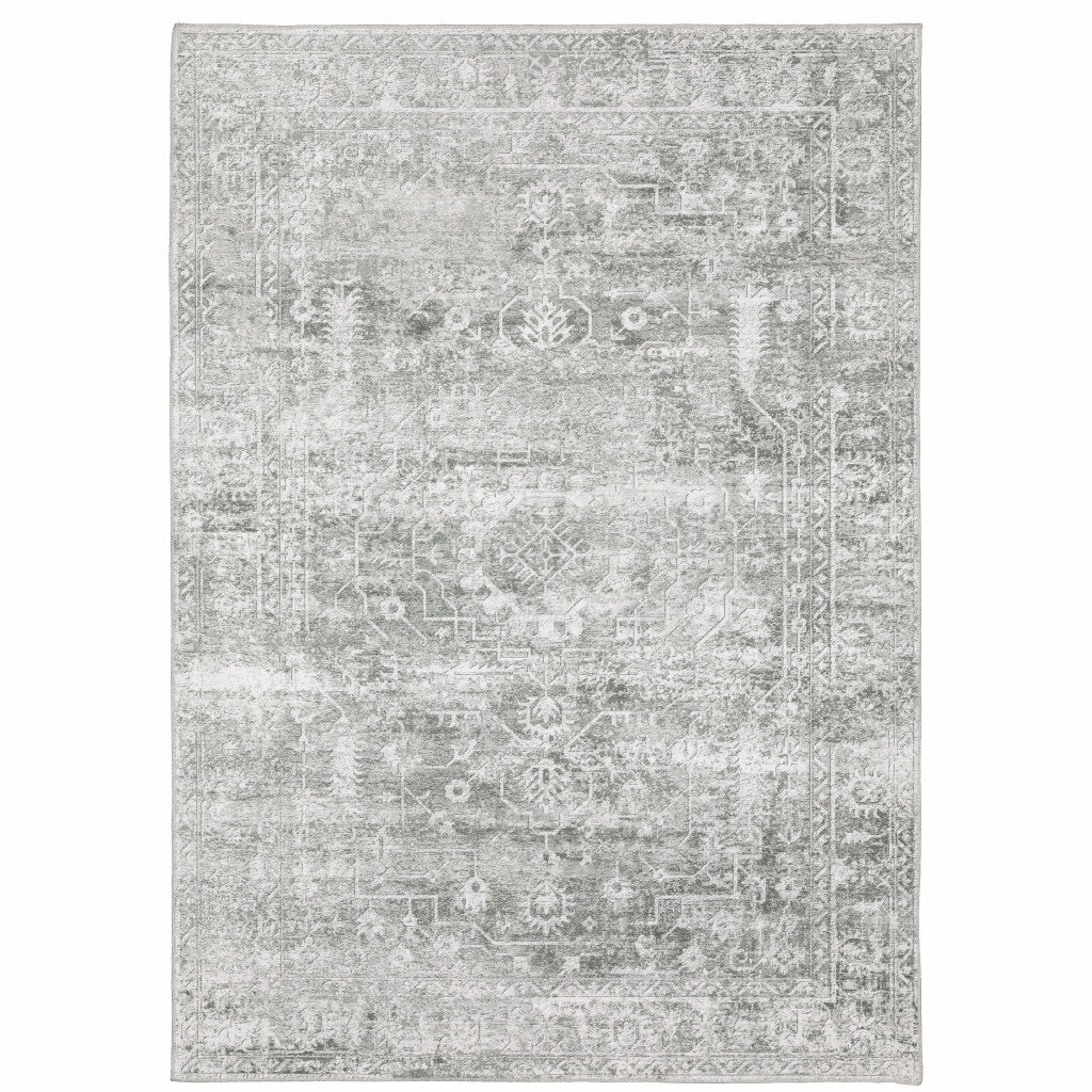 4' X 6' Sage Green Oriental Non Skid Area Rug