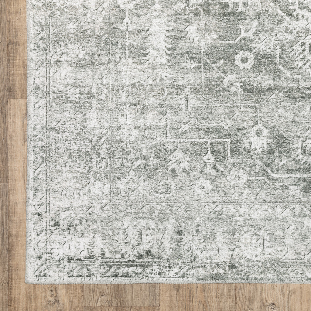 4' X 6' Sage Green Oriental Non Skid Area Rug