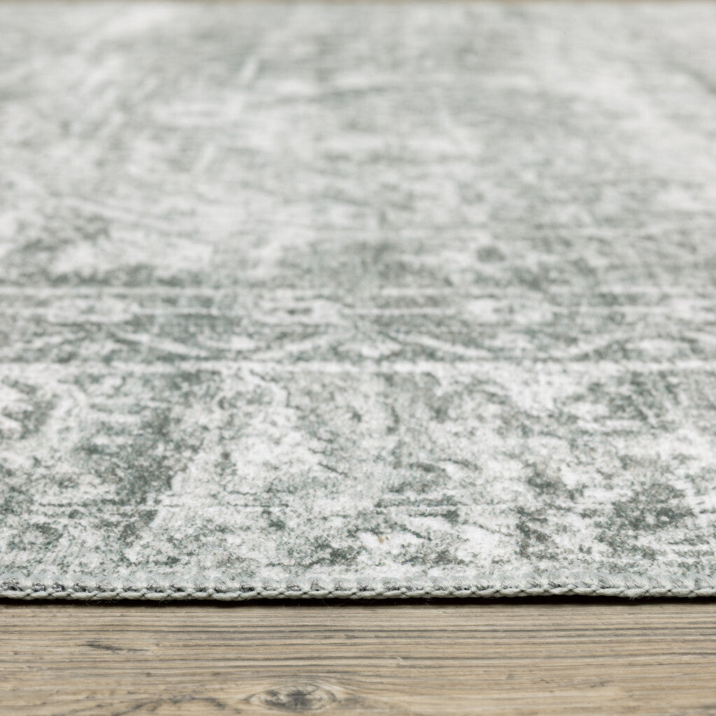 4' X 6' Sage Green Oriental Non Skid Area Rug