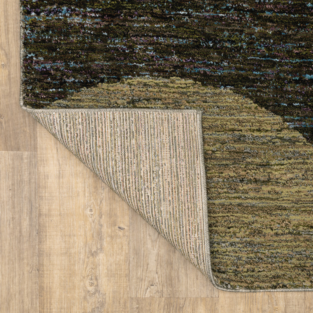 8' Runner Blue and Beige Geometric Power Loom Runner Rug