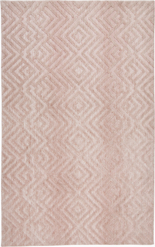 4' X 6' Pink And Ivory Geometric Stain Resistant Area Rug