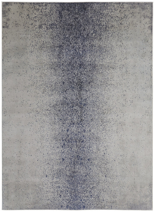 5' X 8' Ivory and Blue Abstract Power Loom Non Skid Area Rug